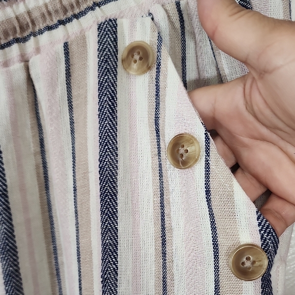 Marissa Olivia Striped Linen Mix Pants With Drawstring At Waist XL - Picture 2 of 7
